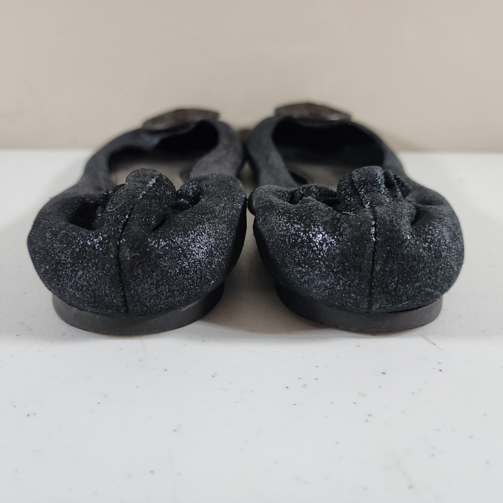 Tory Burch Minnie Travel Ballet with Logo Size 9 M Black Leather Used - Picture 11 of 16